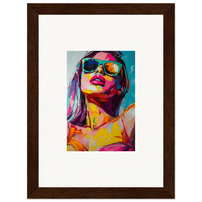 Colorful pop art portrait with sunglasses for cool room decoration and canvas print vibes