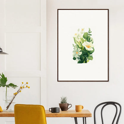 Framed watercolor of white Calla lilies, perfect for garden whispers room decoration