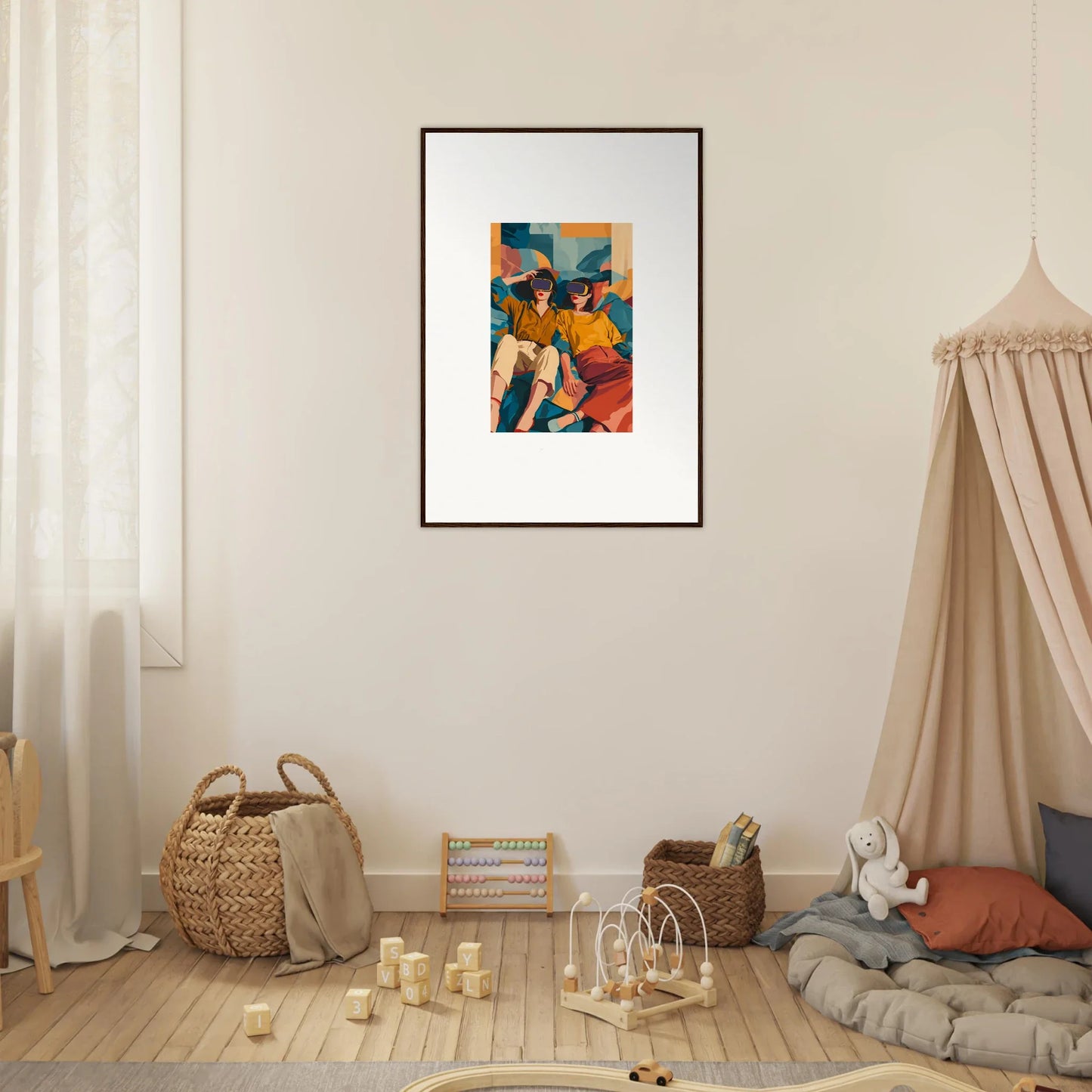 Colorful abstract canvas print of human figures for lovers reve room decoration