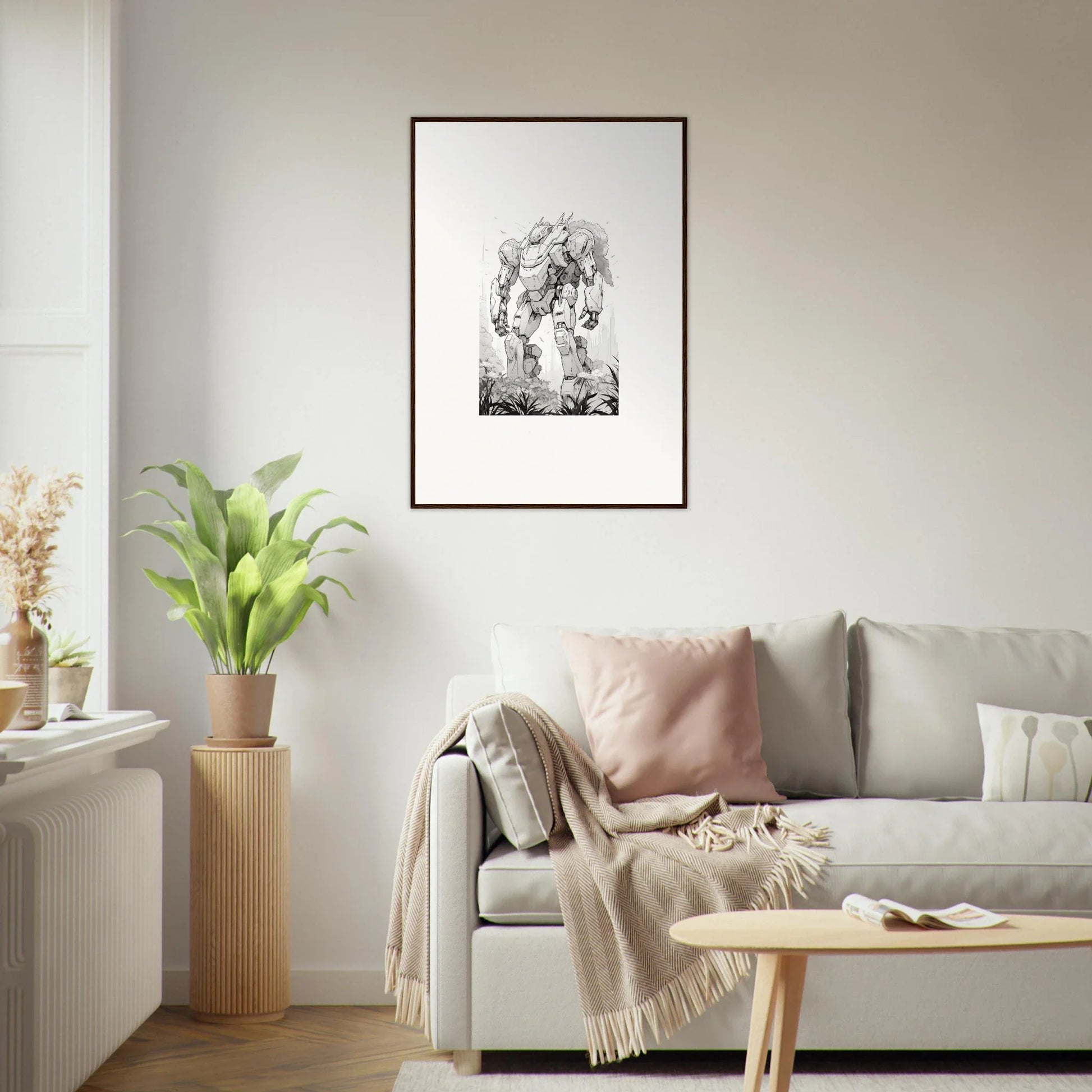 Framed black and white poodle sketch for cool Sky Alchemy room decoration