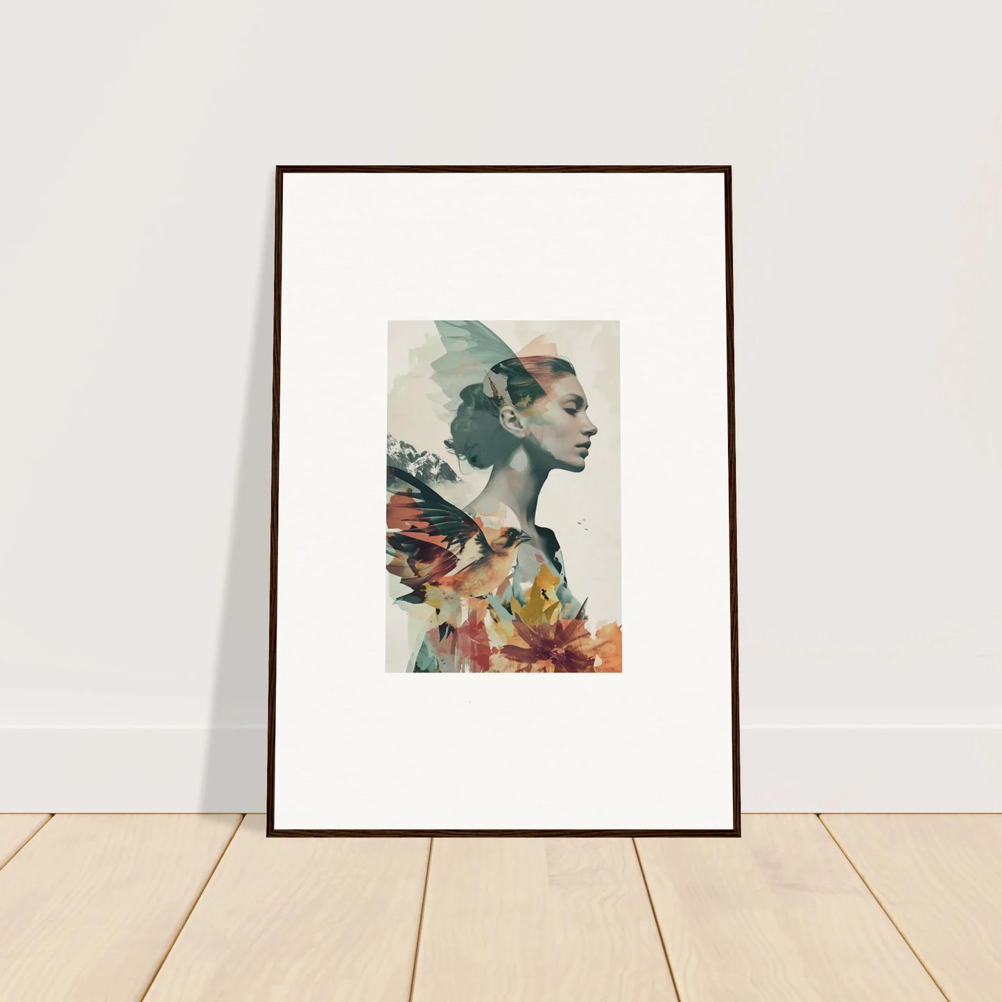 Framed canvas print of Eclectic Reverie Blossom with floral portrait, perfect room decoration