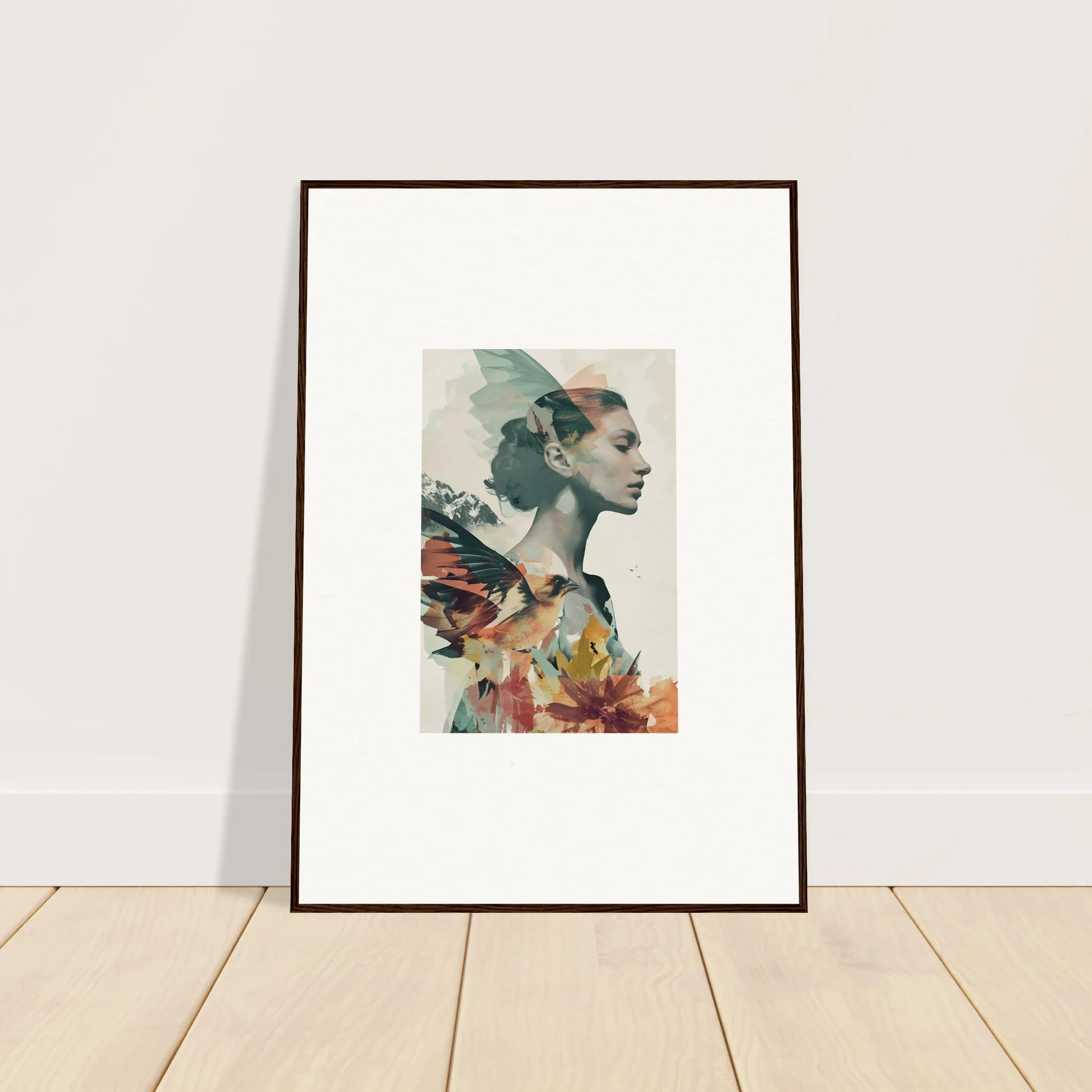 Framed canvas print of Eclectic Reverie Blossom with floral portrait, perfect room decoration