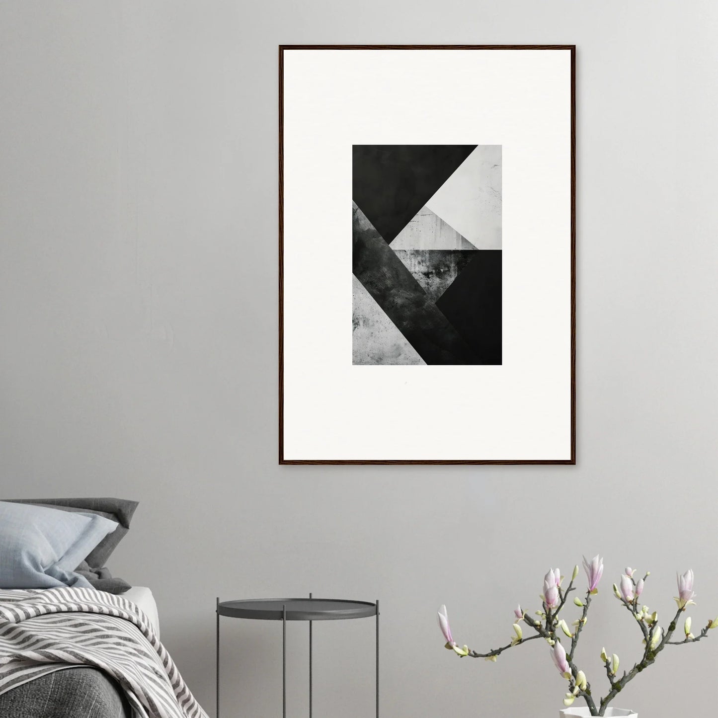 Framed black and white geometric wall art for stylish room decoration