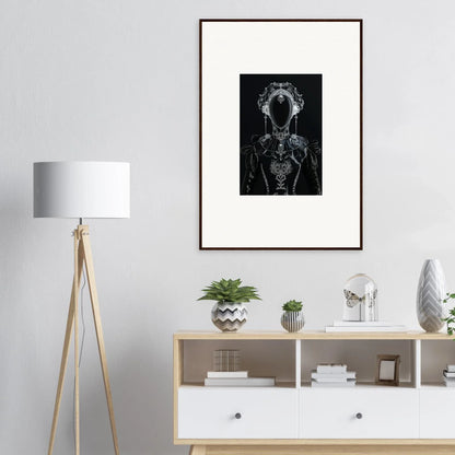 Framed black and white dog portrait for cool room decoration and canvas print options