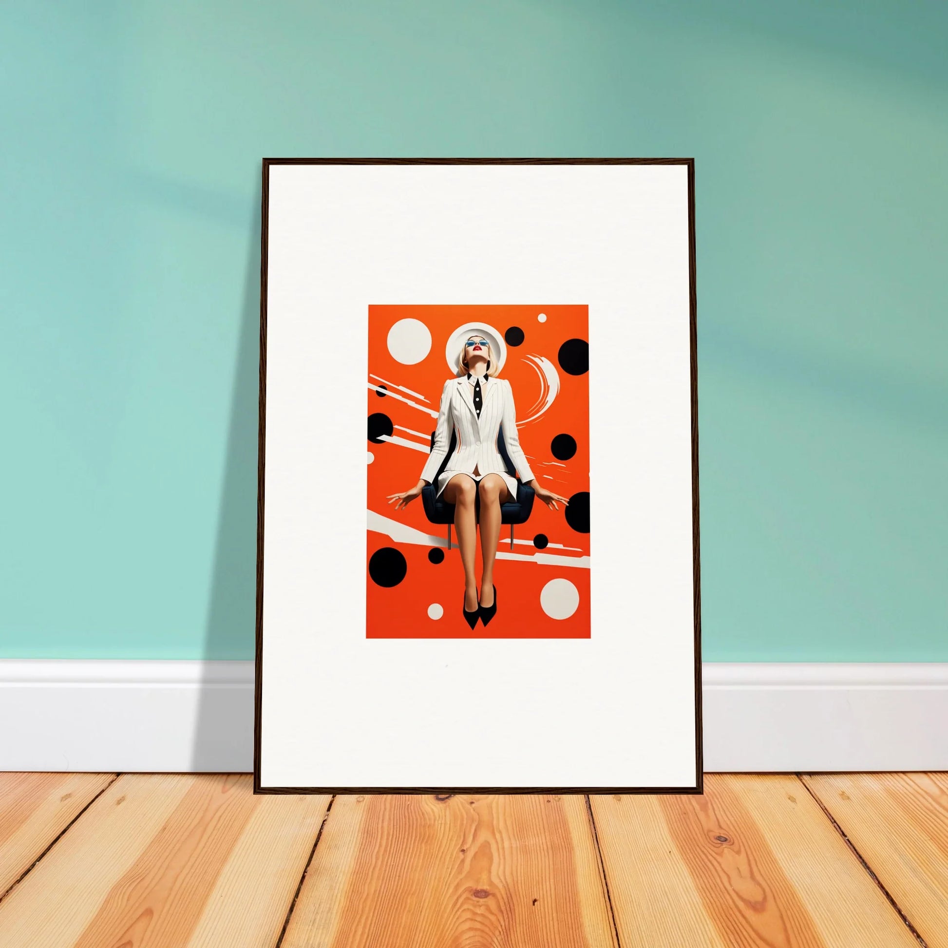 Stylized person in white on orange background, perfect for Ecliptic Eventsatz room decoration