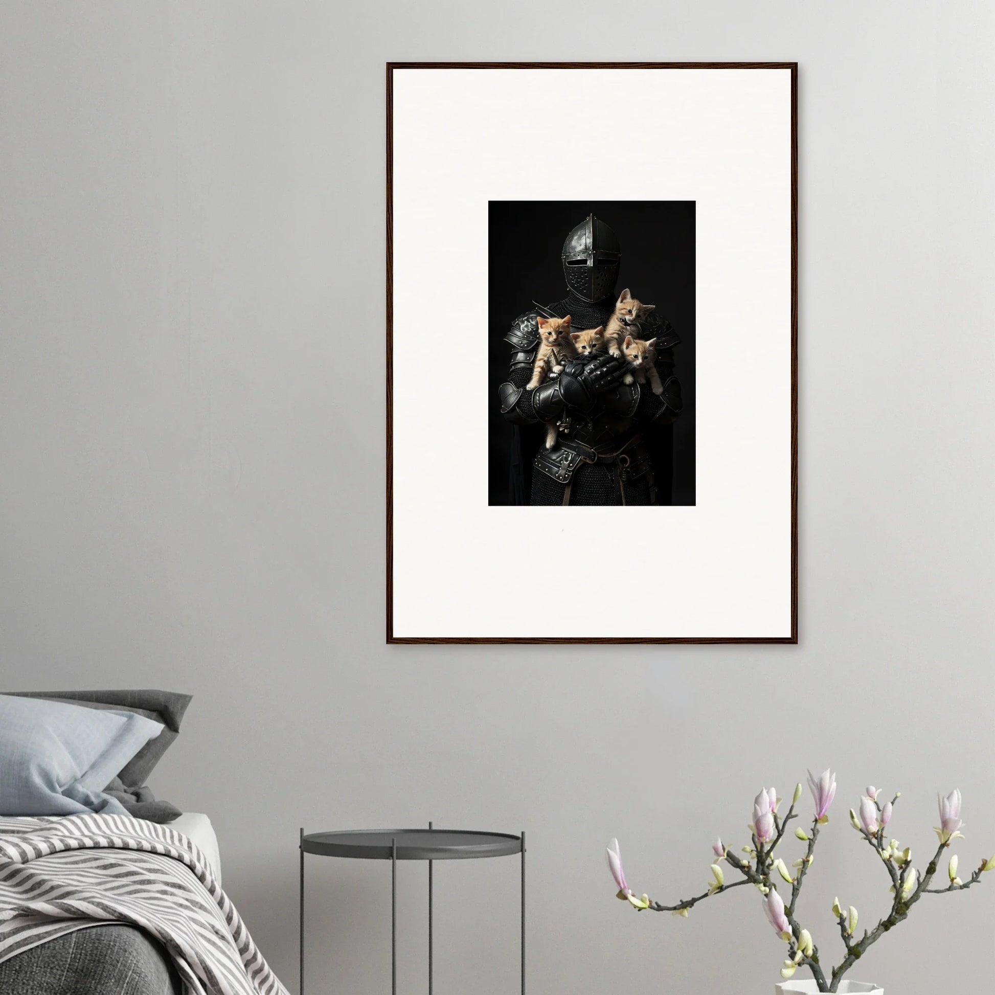 Framed Mystic Feline Bashhut canvas print of moody still life with flowers and candle