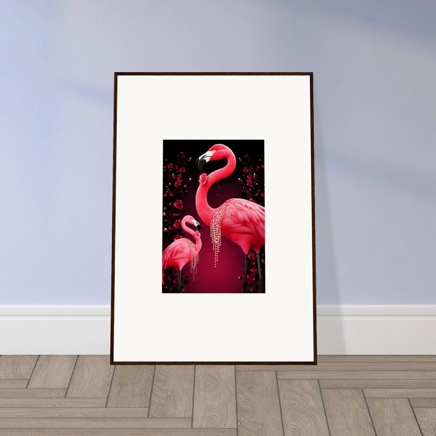 Vibrant pink flamingos wall art canvas print for stylish room decoration