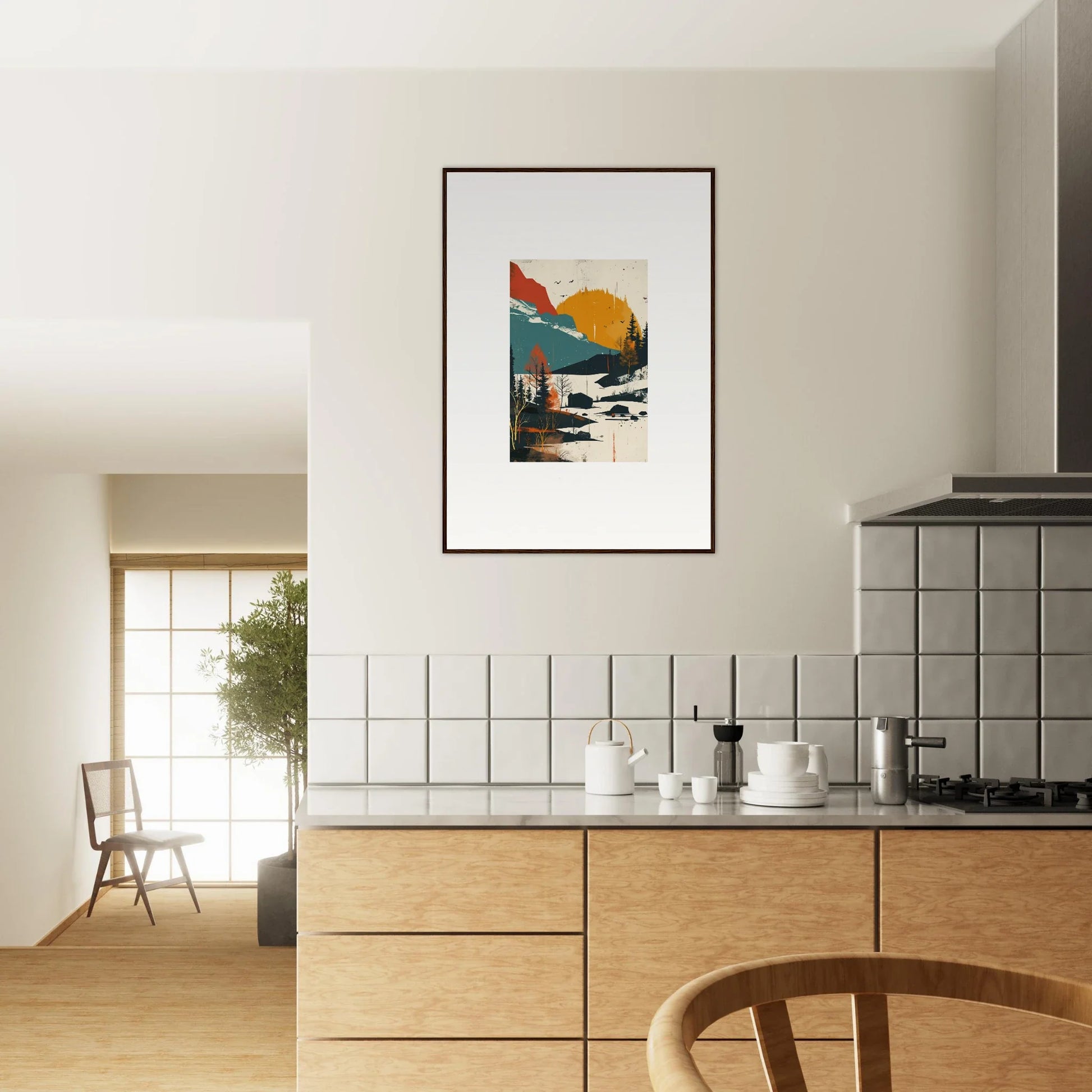 Framed abstract landscape canvas print of Handshake Trembling Skylines for room decoration