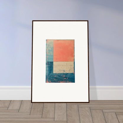 Framed canvas print of Palette Whispers in coral, cream, and teal for cool room decoration