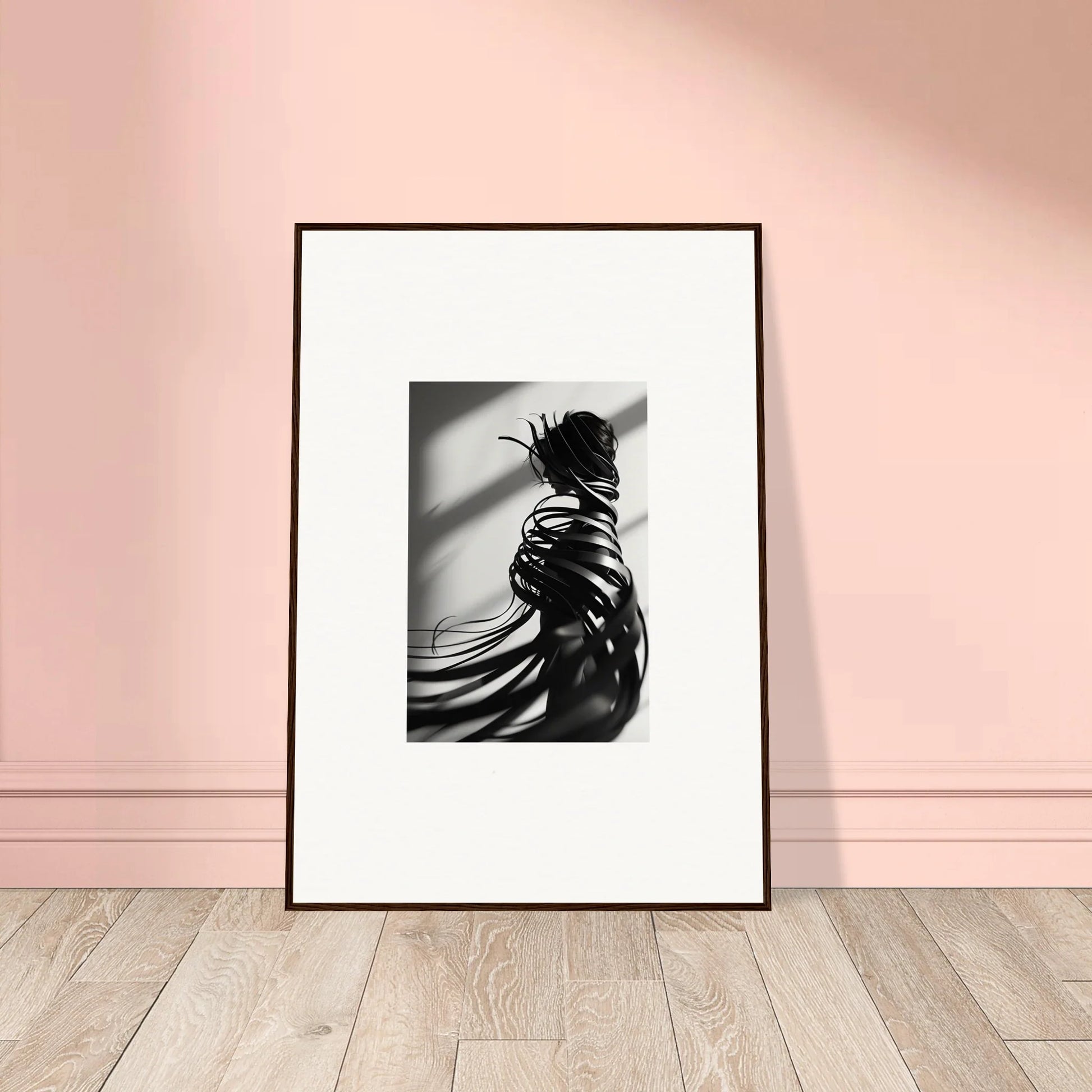 Framed black and white silhouette canvas print for room decoration with whisper twists vibes