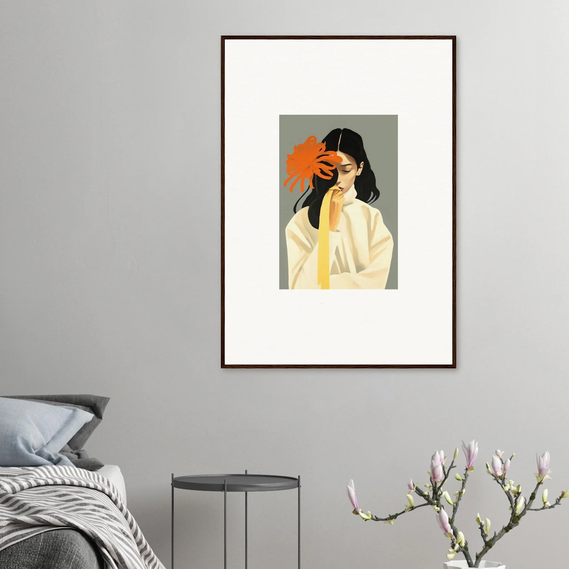 Framed canvas print of a woman with long hair, perfect for dreams eternity room decoration