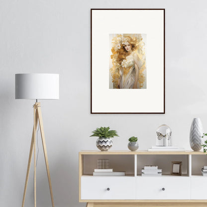 Framed watercolor painting of a figure in warm tones for elegant room decor, Flora Serenade