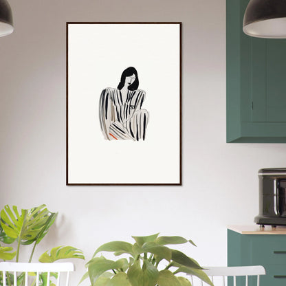 Framed black and white sketch perfect for Room Decoration with Striped Whispers Formals vibe