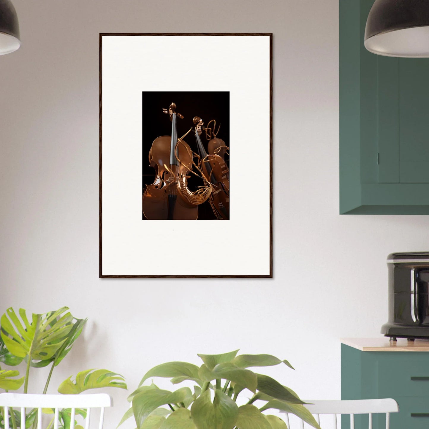 Framed canvas print of string instruments for stylish room decoration, Strings Opera vibe