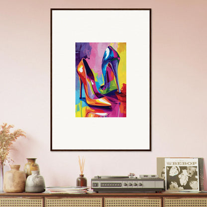 Colorful framed canvas print of high-heeled shoes for stylish room decoration