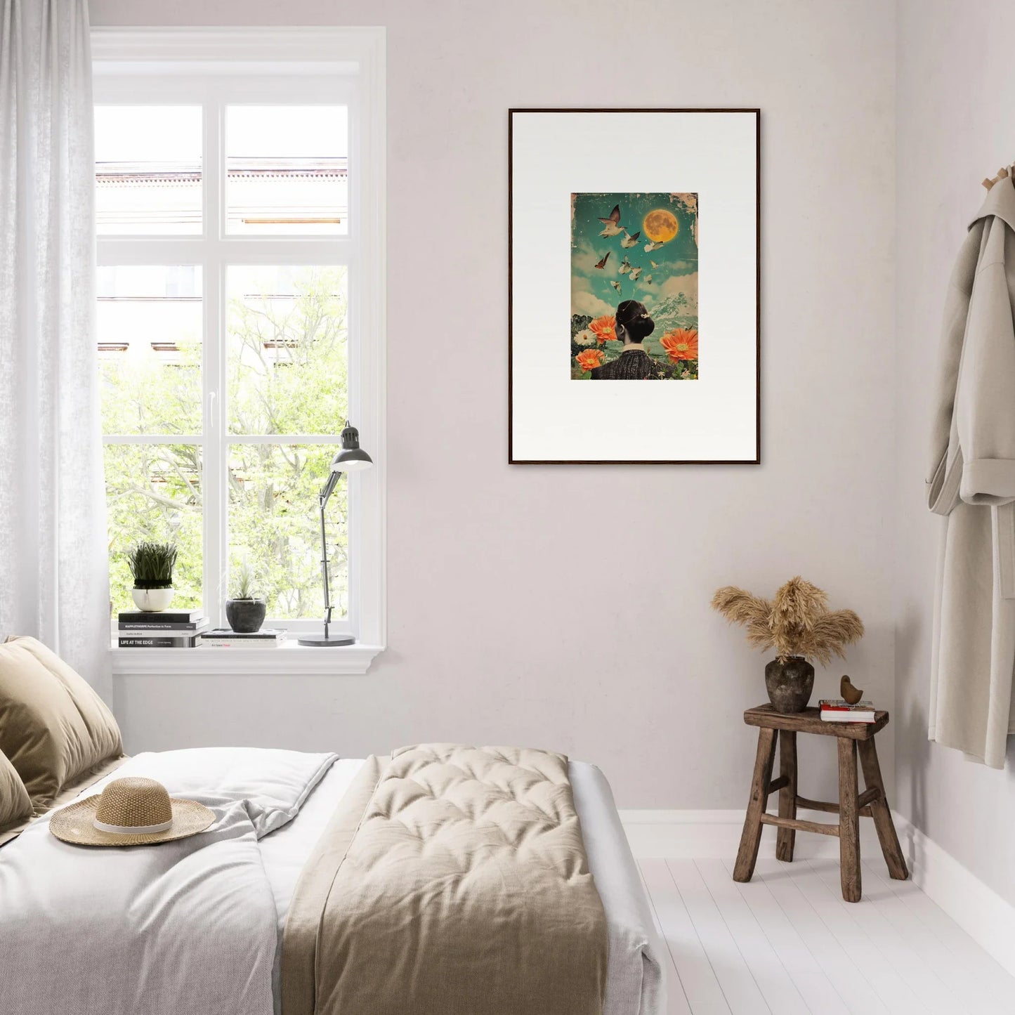 Cozy bedroom featuring a canvas print, perfect for room decoration and Bloom Reverie vibes