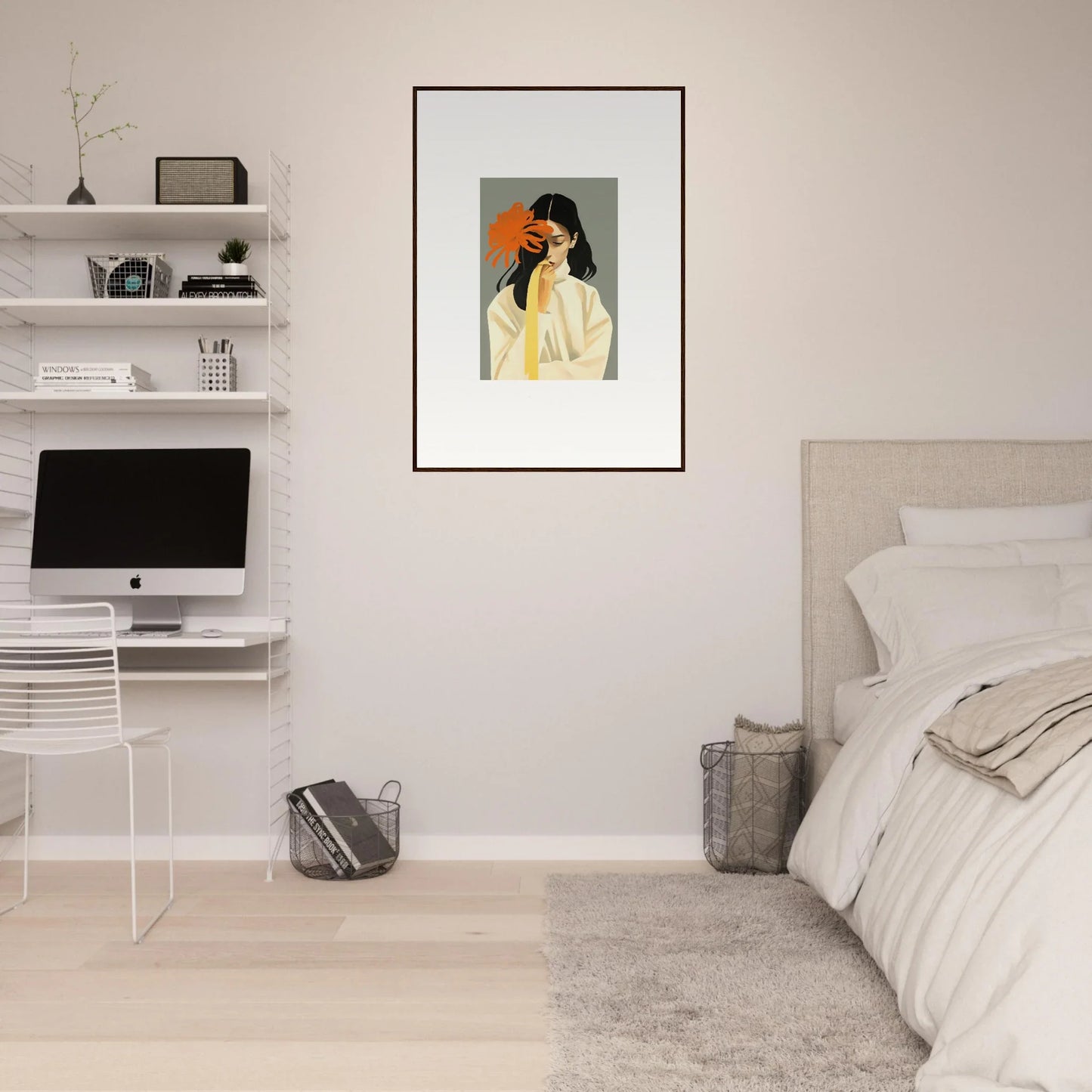 Framed canvas print of a person in yellow for vibrant dreams eternity room decoration