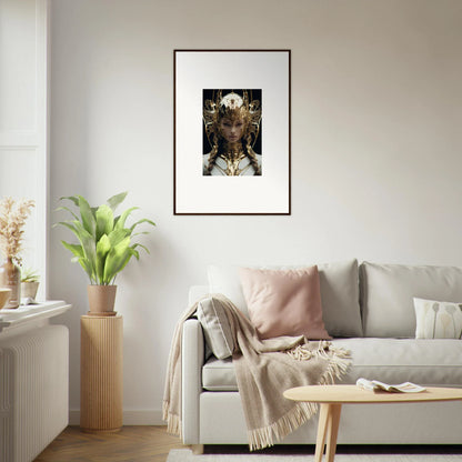 Framed artwork of an ornate figure from Future Opulence Rewoven collection