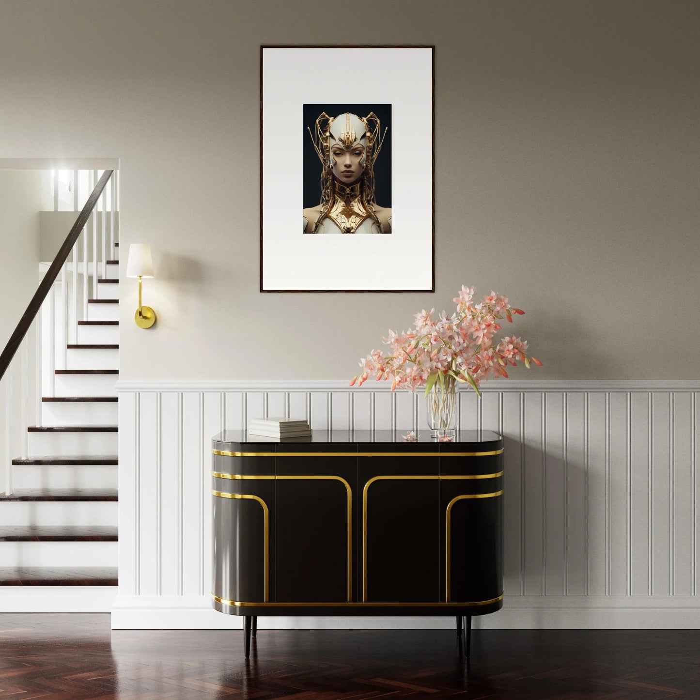 Framed canvas print of a unique humanoid creature for cool room decoration