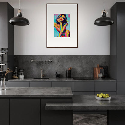 Modern kitchen featuring a vibrant Daydream Muse canvas print for stylish room decoration