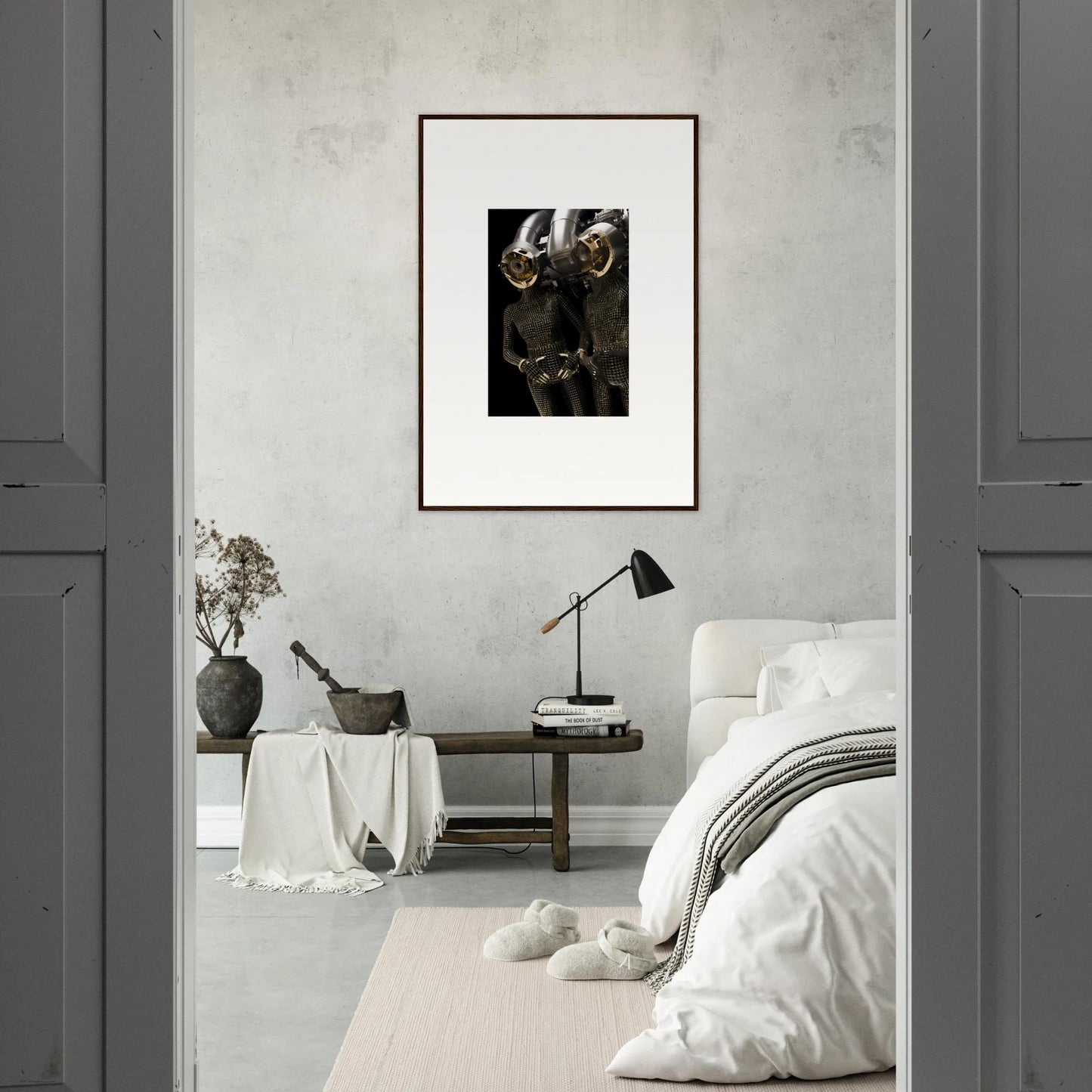 Framed black and white tiger photo for cool room decoration or synth boundaries vibe