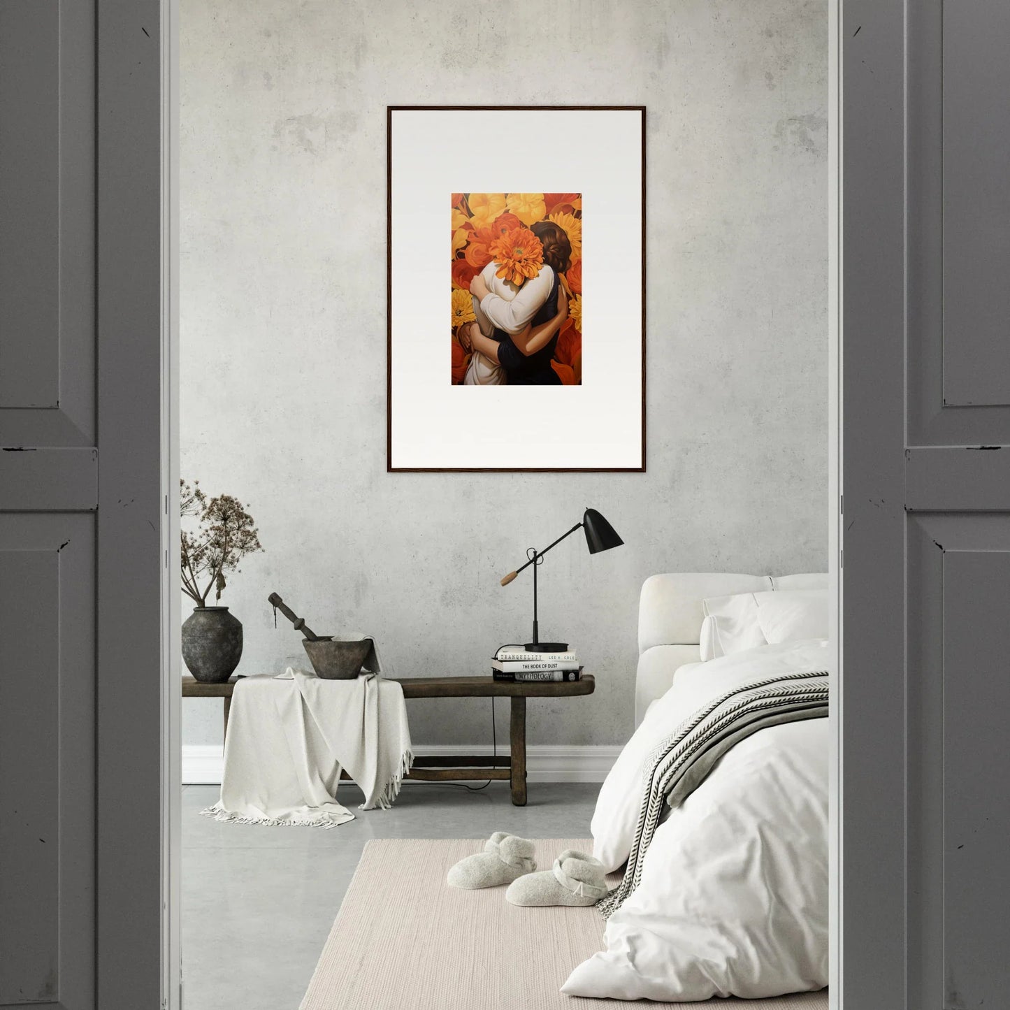 Framed canvas print of hands forming a heart in autumn for euphoria embrace room decoration