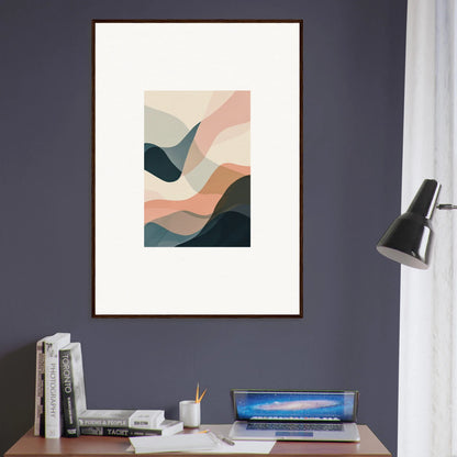 Abstract canvas print of soft curved shapes in pastel colors for stylish room decoration