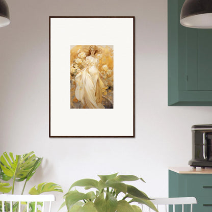 Ethereal female figure in flowers canvas print for a dreamy room decoration