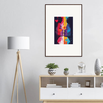 Framed Luminous Heartwave Reflection canvas print for vibrant room decoration