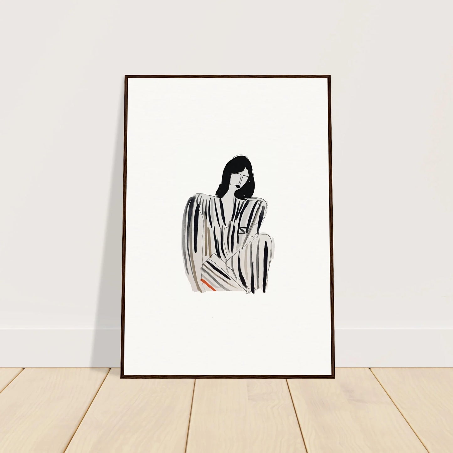 Framed black and white canvas print of a woman, perfect for Whispers Formals room decoration