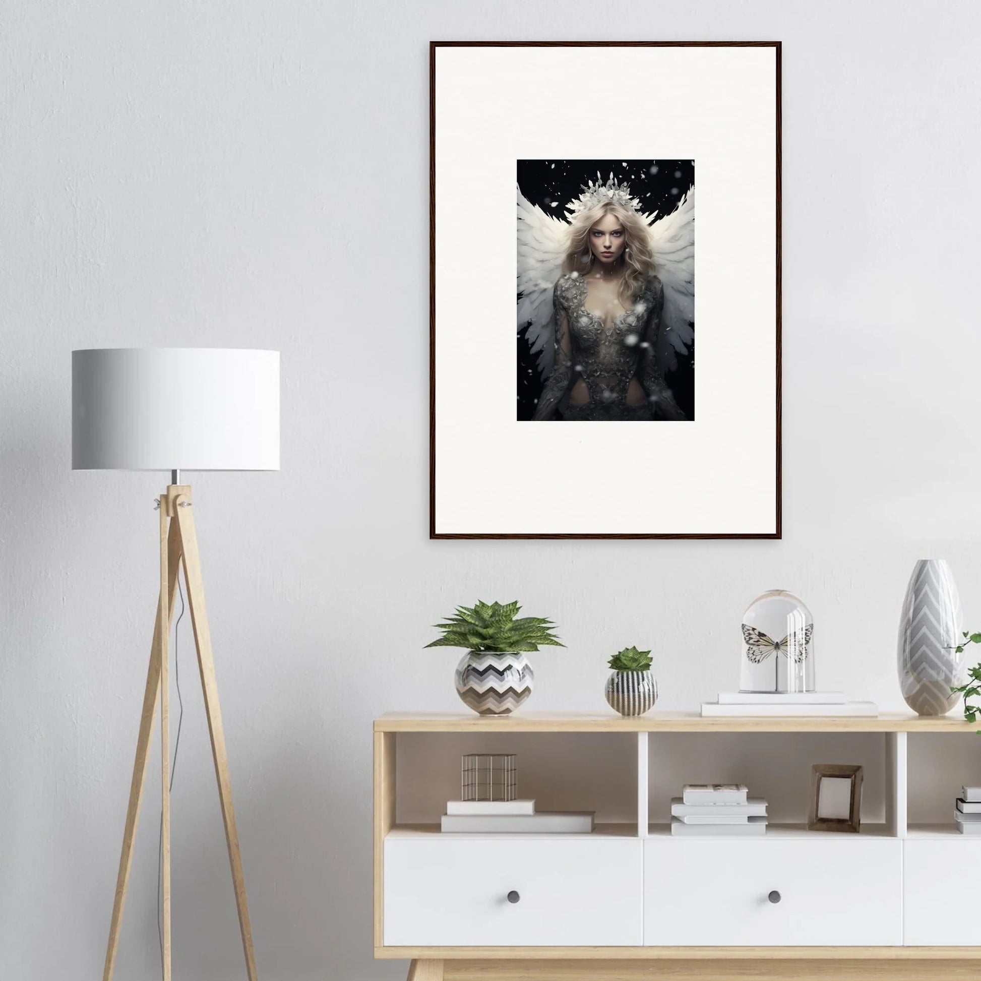 Framed artwork of a feathery specter for stunning room decoration canvas print