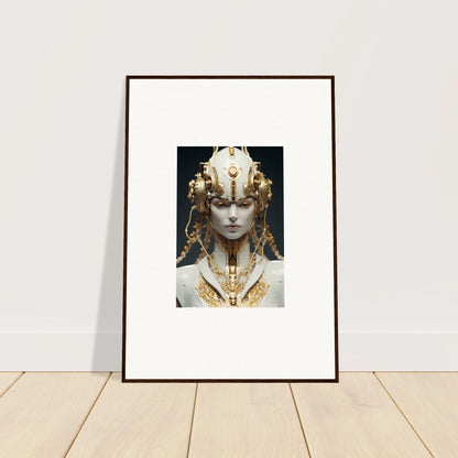 Ornate figure with gold headdress, perfect for room decoration as a canvas print