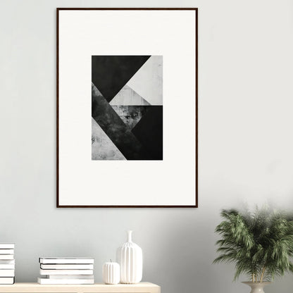 Framed black and white triangular face artwork for stylish room decoration