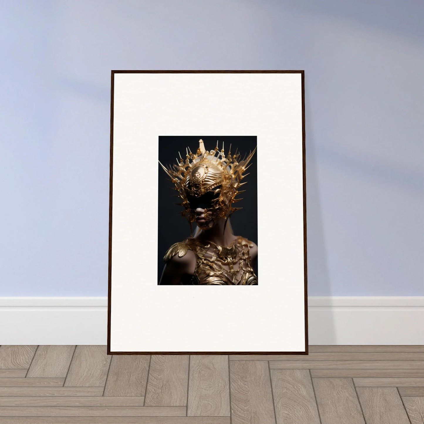 Surreal golden figure artwork for a vintage bloom canvas print room decoration