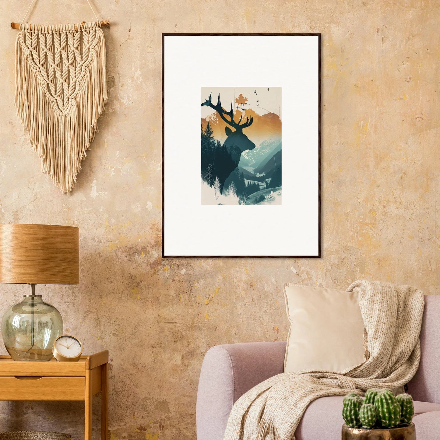 Framed canvas print of Enchantment Stag Haze for stylish room decoration