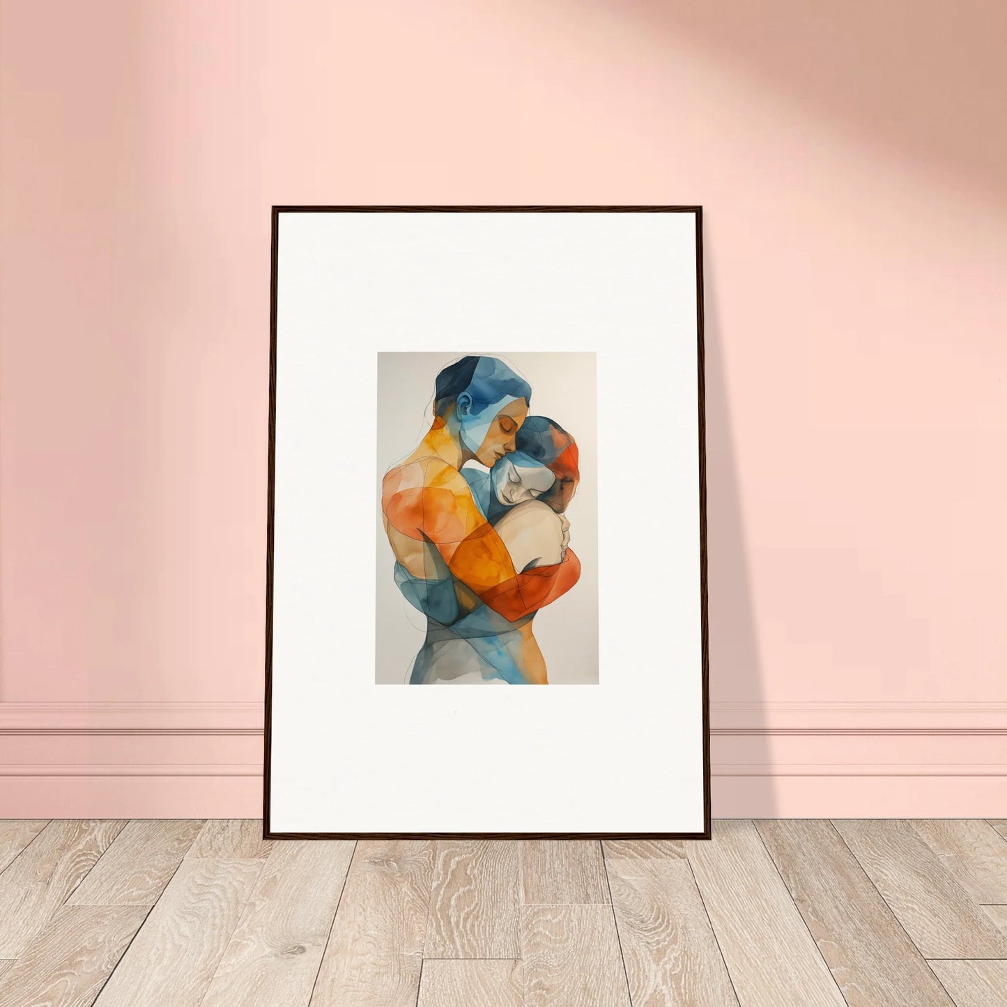 Framed abstract watercolor embrace cosmos canvas print for vibrant room decoration