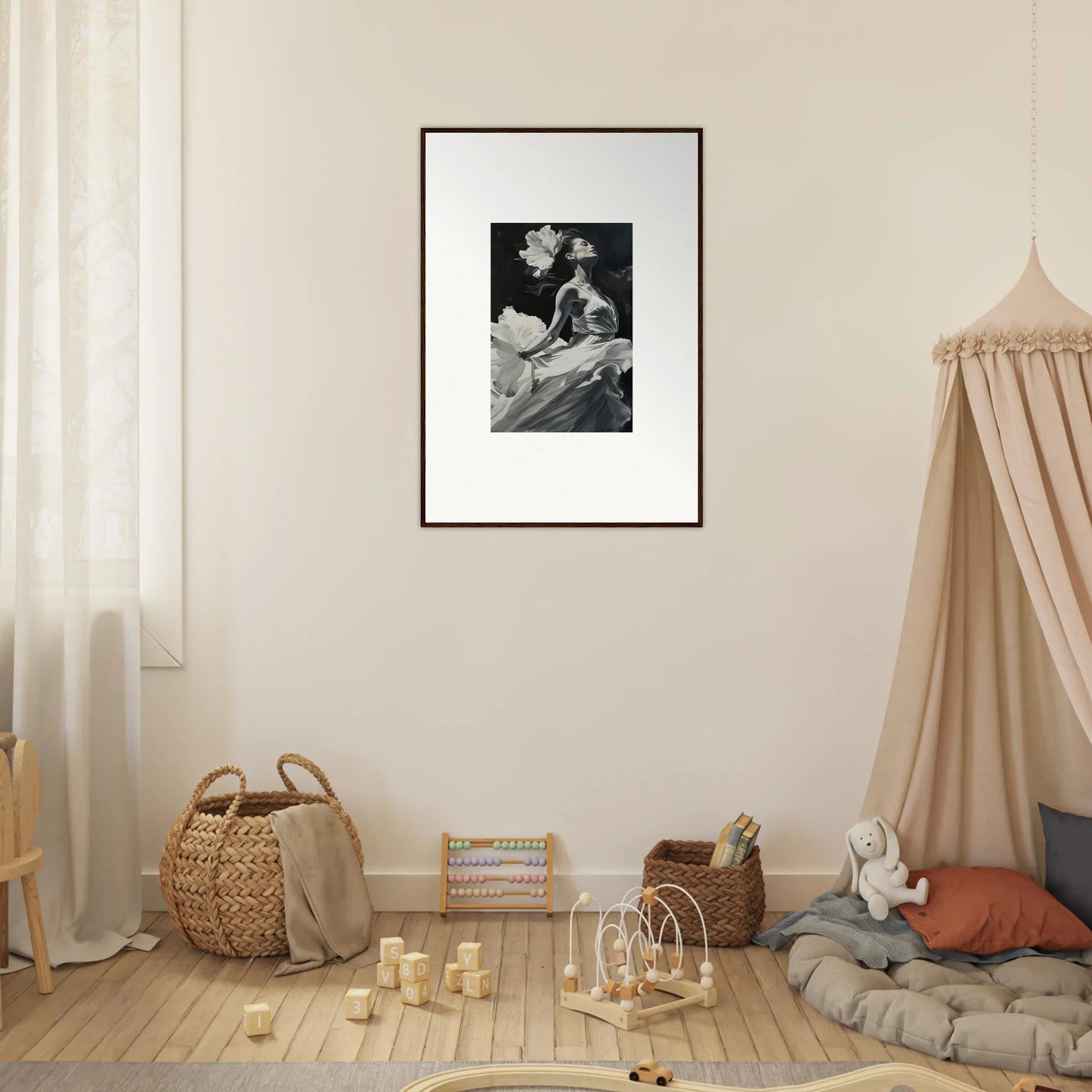 Framed black and white photograph for visionary reverie room decoration canvas print