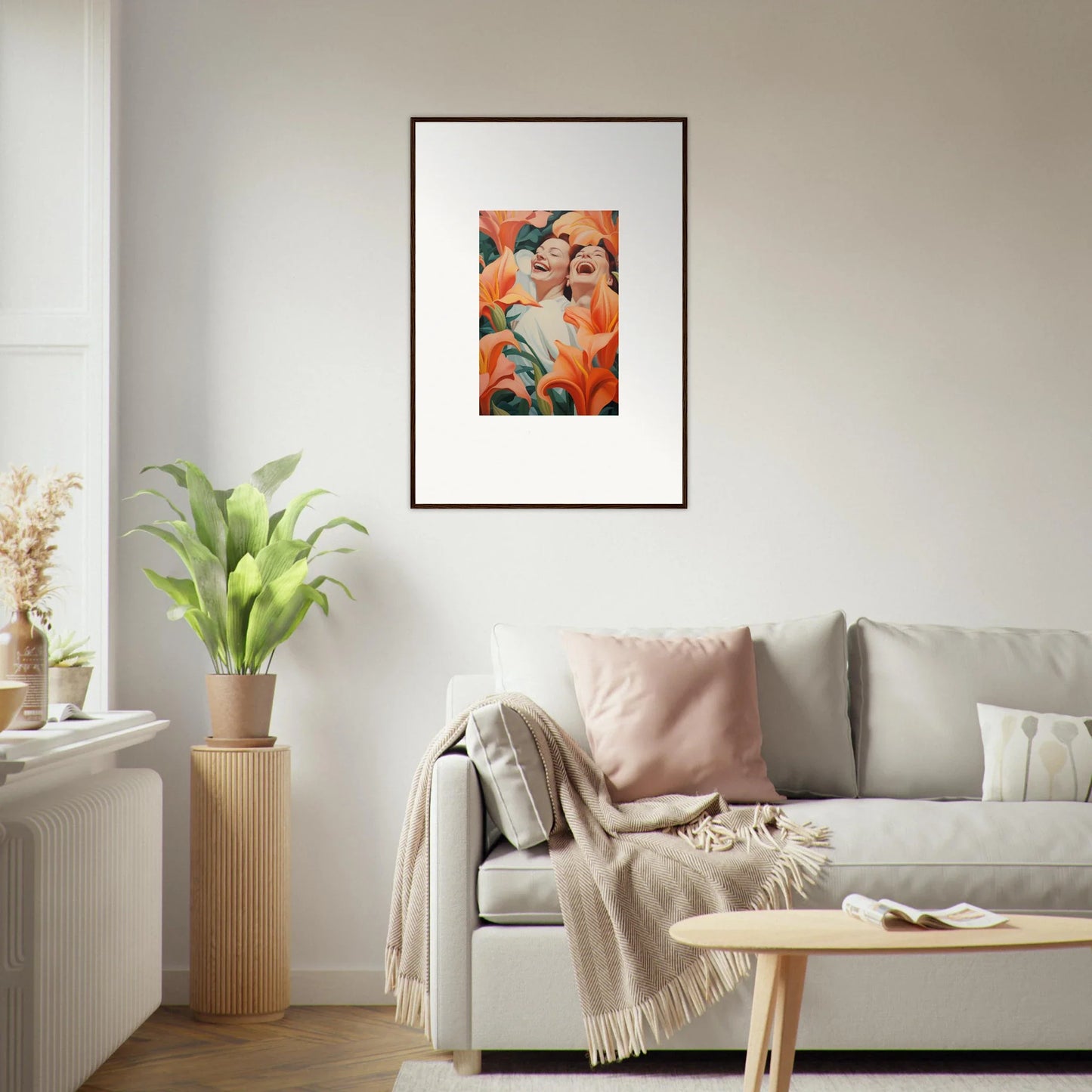 Framed wall art featuring vibrant orange tones for stylish room decoration