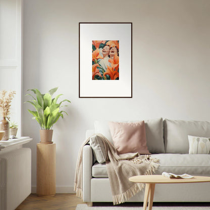 Framed wall art featuring vibrant orange tones for stylish room decoration