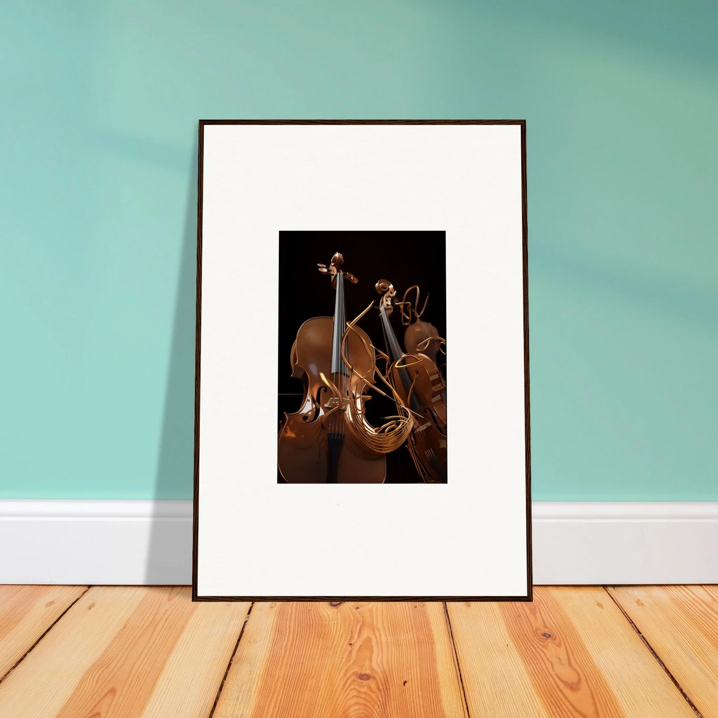 Framed canvas print of stringed instruments for a stylish Strings Opera room decoration