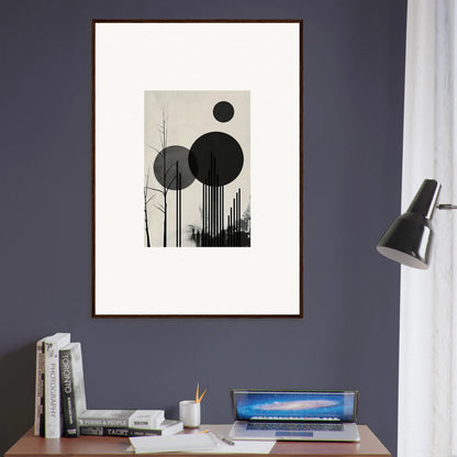 Abstract geometric canvas print with black circles for modern dropscape wandering room decoration