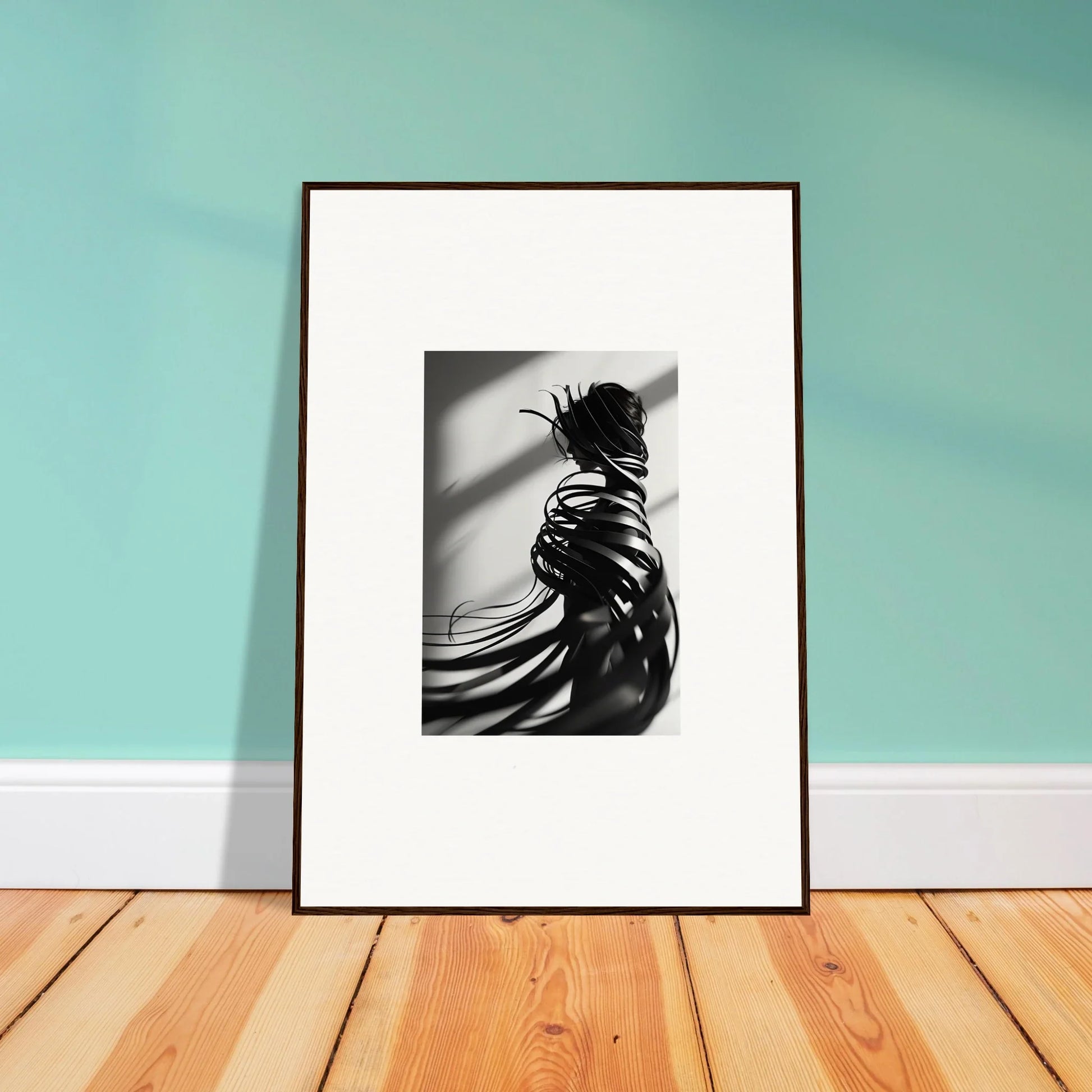 Framed black and white canvas print of a person’s back, perfect for room decoration with whisper twists