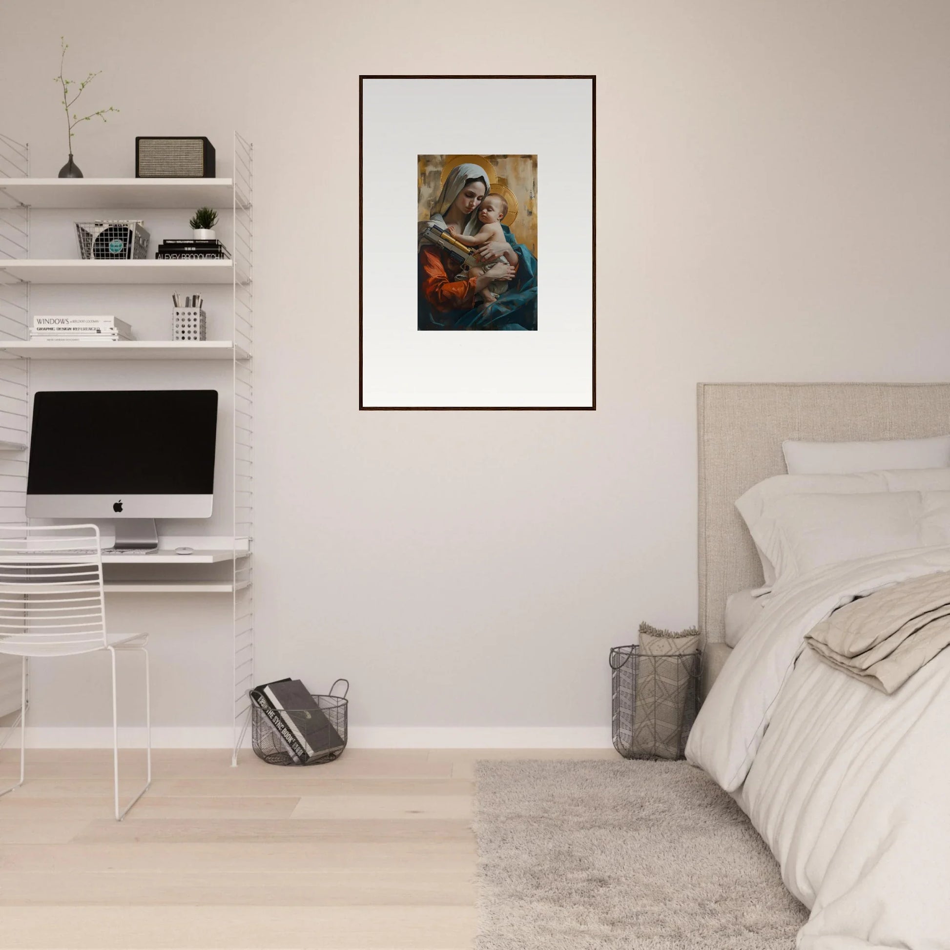 Framed portrait of a person with a headscarf, perfect for room decoration or canvas print