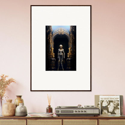 Framed canvas print of a humanoid in an ornate doorway for Griffinscape Synergy room decoration