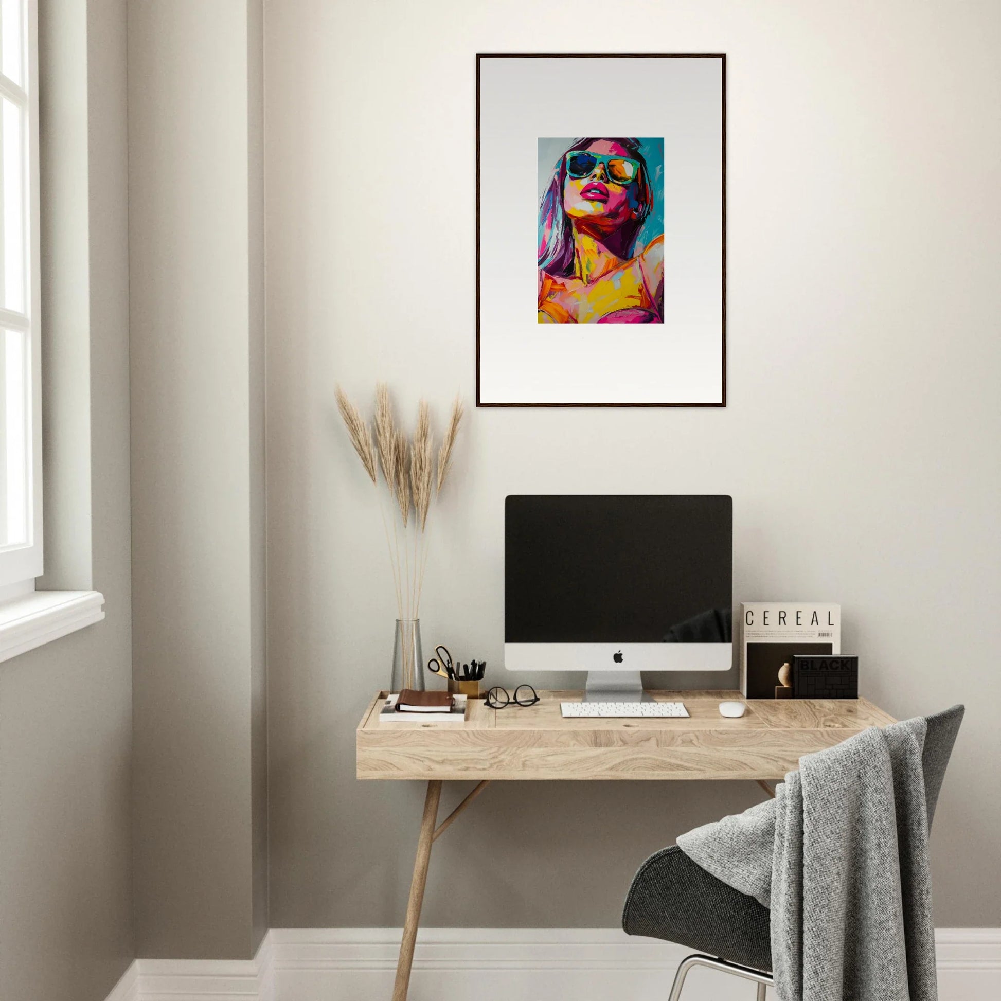 Colorful portrait with vibrant makeup and hair for a unique room decoration canvas print