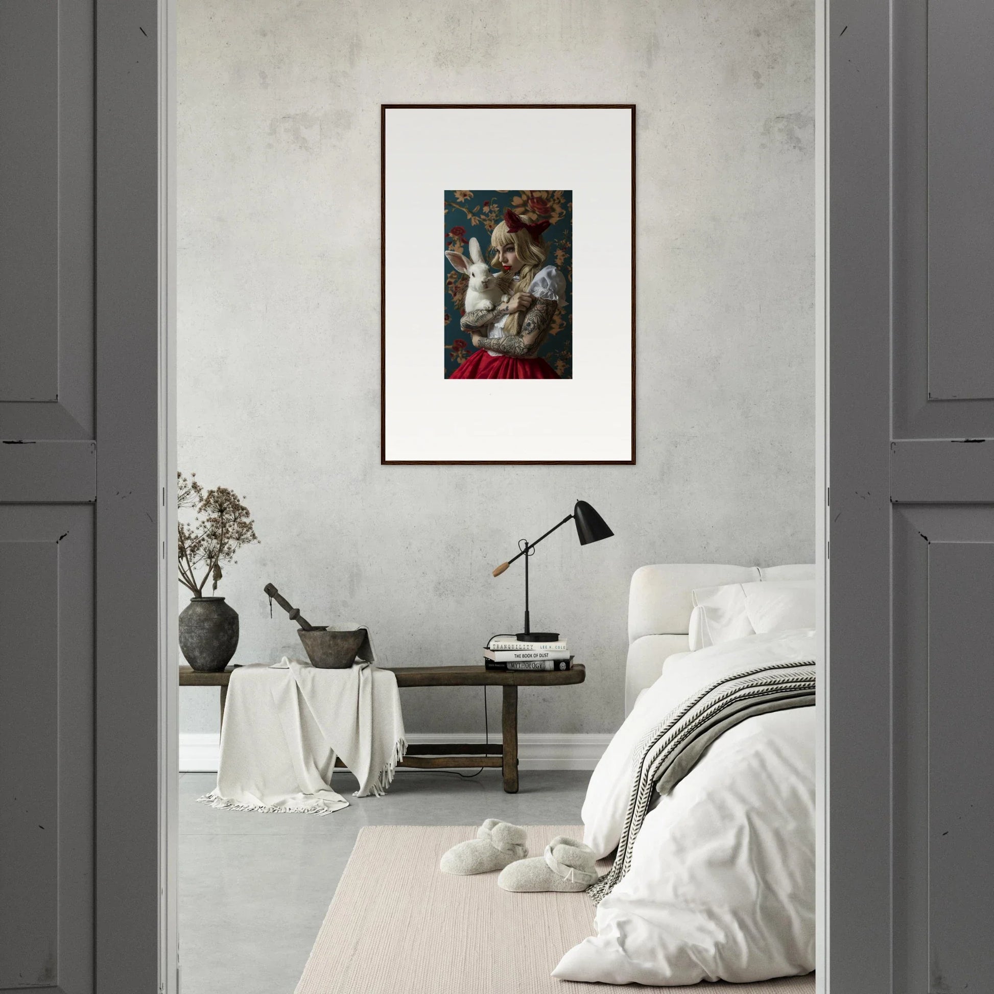 Framed classical painting of rabbit dreams ideal for stylish room decoration