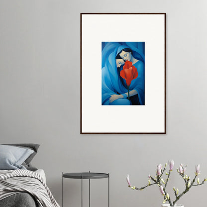 Framed canvas print of a red figure on blue, perfect for Hues Fuse Twilight room decoration