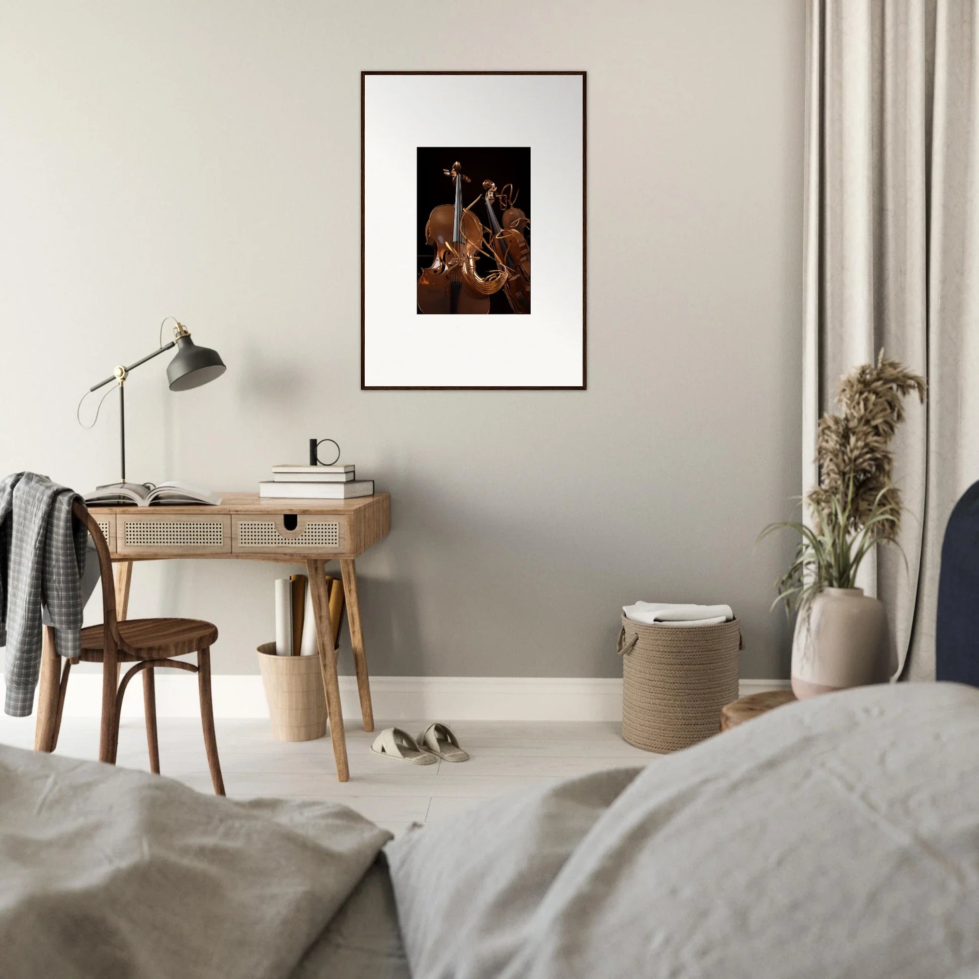 Framed artwork of musical instruments for stylish room decoration with Strings Opera theme