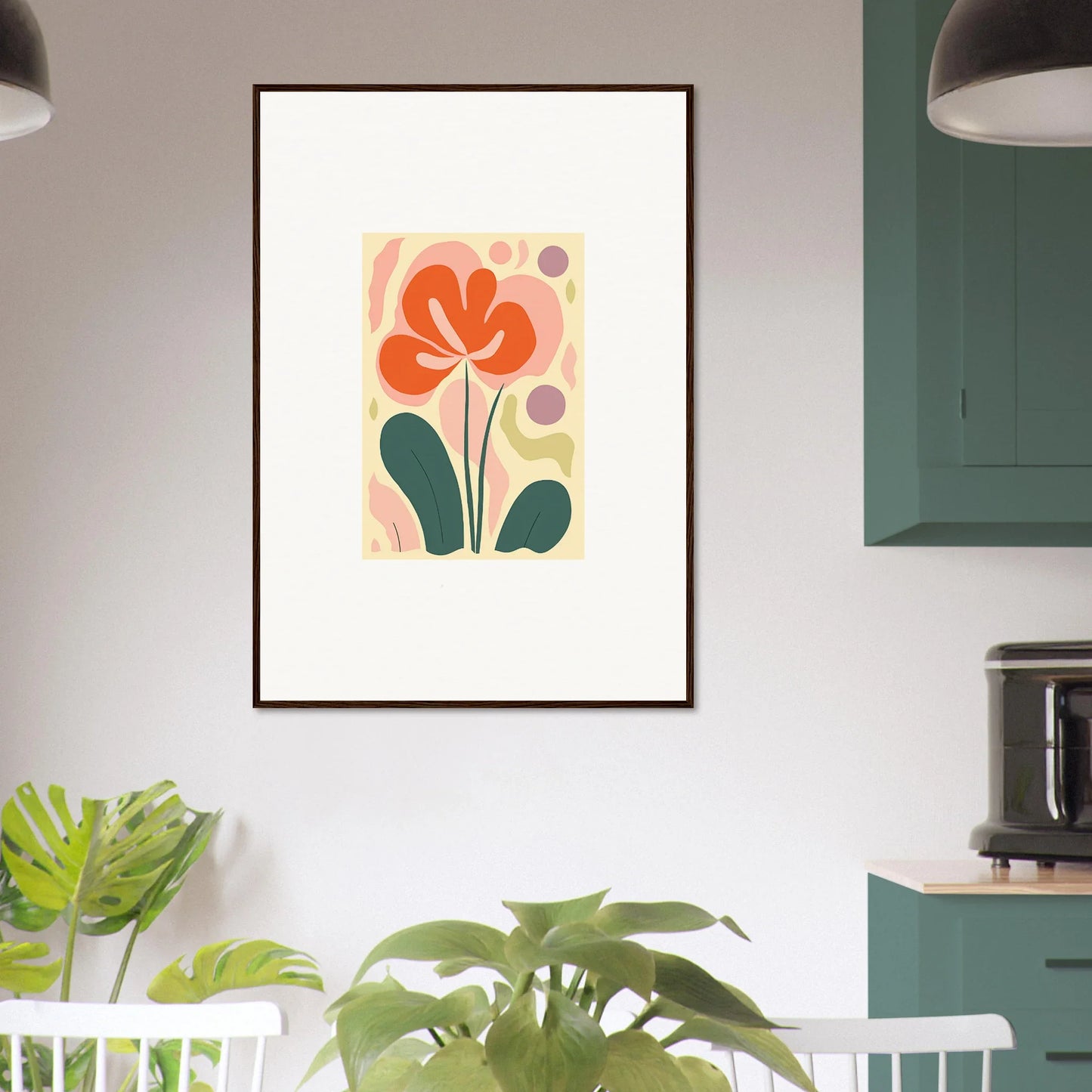 Framed canvas print of vibrant floral art, perfect for room decoration with Echoes Whimsy