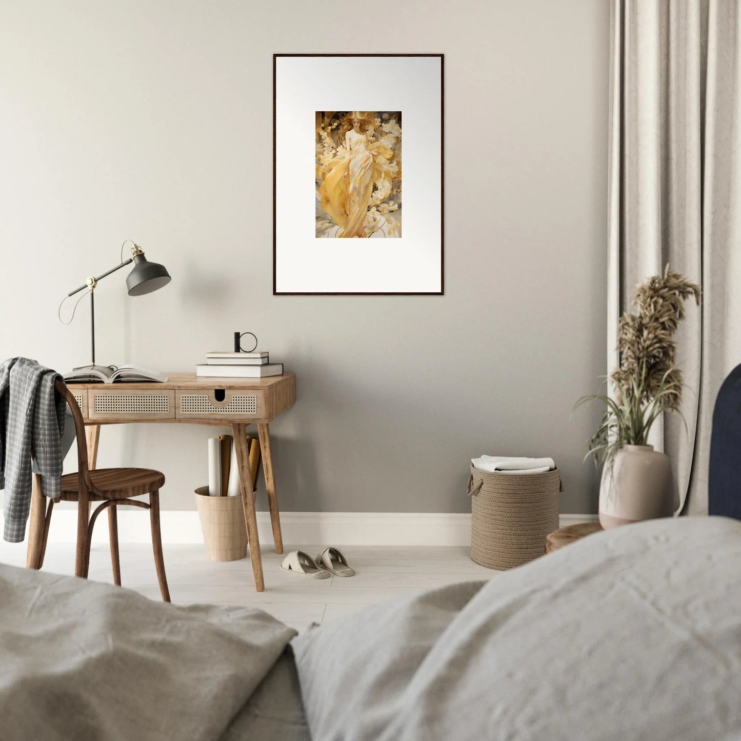 Framed canvas print of Golden Petal Serenade for stunning room decoration